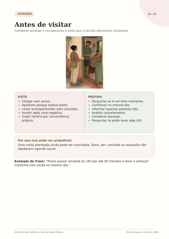 Página do Guia de Boas Práticas de Acolhimento: antes de visitar, o que evitar e o que preferir
